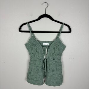 Hollister Crochet Knit Tie Front Top XS Y2K Beachy Boho Resort Coastal Cowgirl